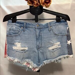 Mossimo Supply Co. Light Blue Distressed Denim Shorts with Flag Side Panels